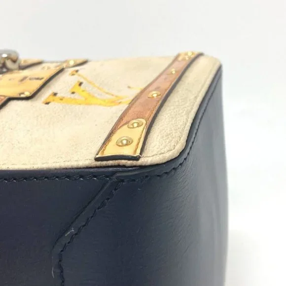 Authentic LOUIS VUITTON M52350 Trompe l'oeil Chain 2WAY Hand Bag Leather Black/B - Picture 8 of 16